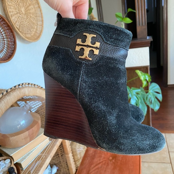 Tory Burch Suede Wedge Ankle Boots - Picture 3 of 15